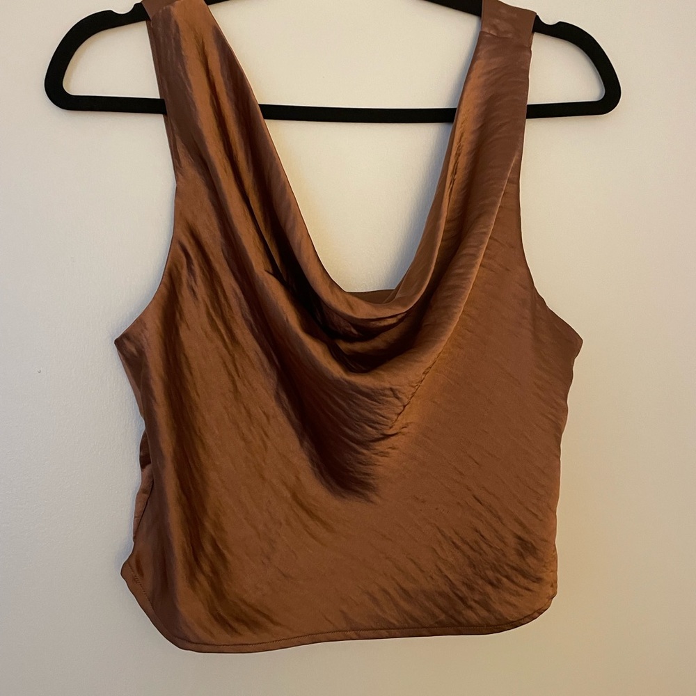 Zara brown satin crop top
